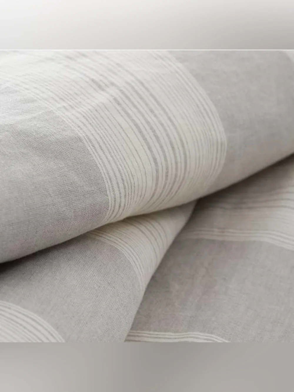 West Elm Linen | Cotton Woven Stripe Twin Duvet Cover Neutral Gray Cream